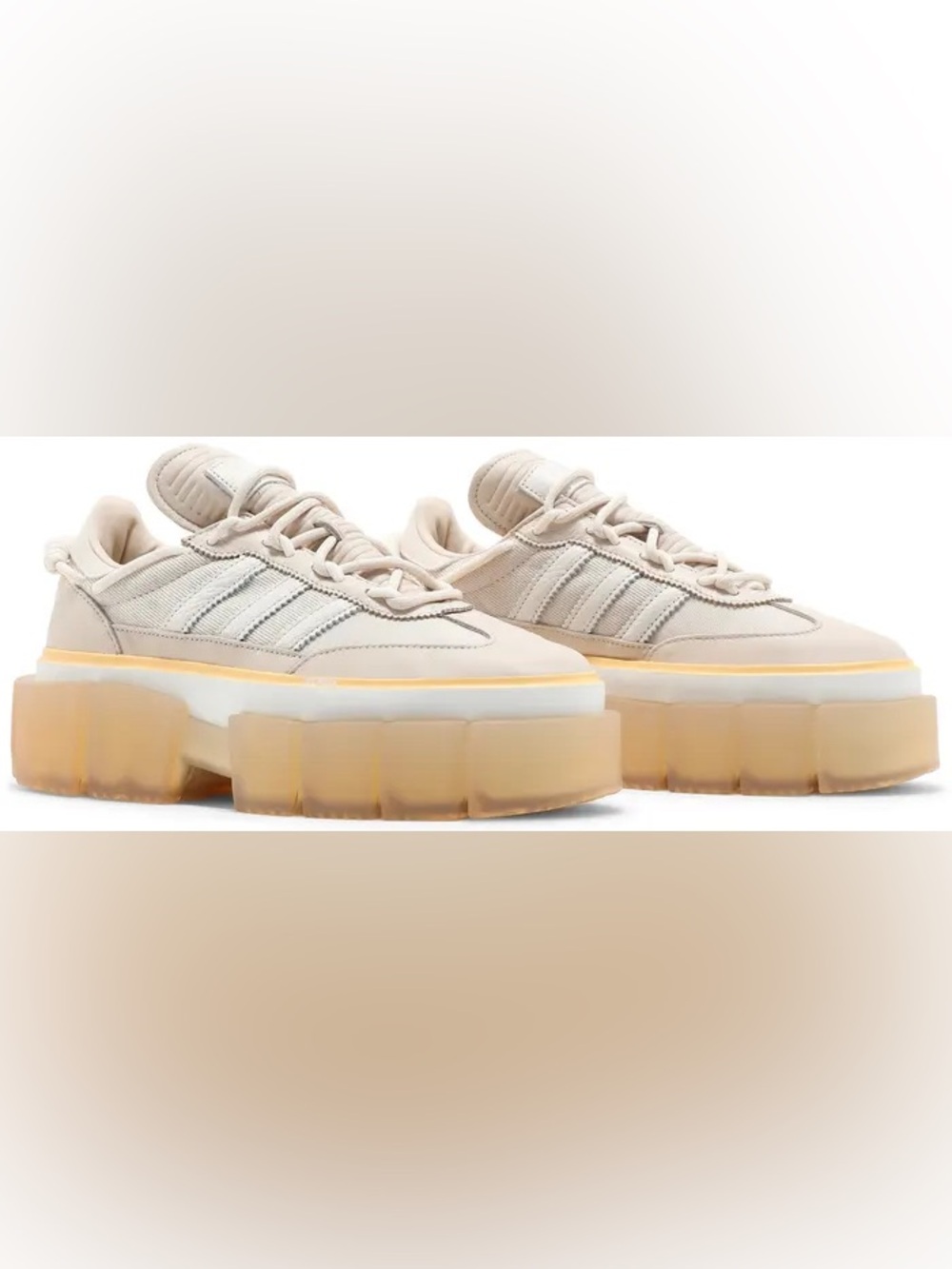 Adidas Ivy Park x Super Super Sleek 'Rodeo' platform sneakers in Halo Ivory W8